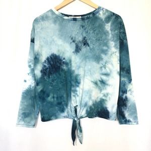 Tie Dye Soft Long Sleeve Tie Front Top